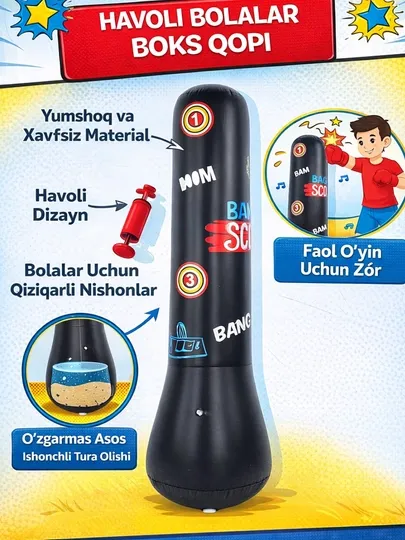 Bolalar uchun boks giloshi — sport o‘yinchog‘i 6