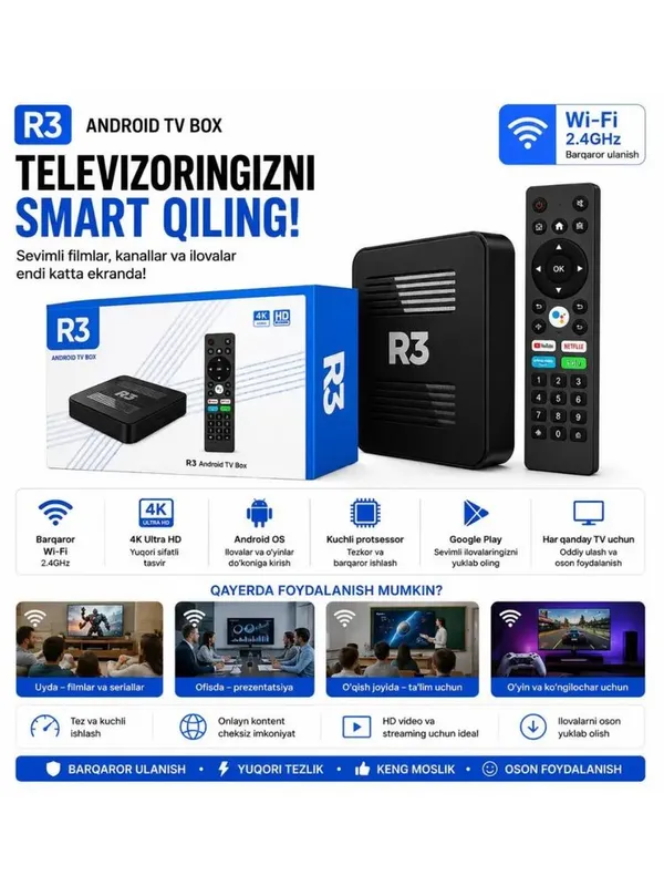 R3 Smart box прошитый 1000 канал Smart tv Смарт приставка