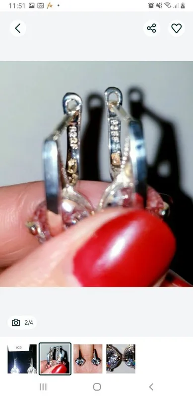 Серёжка серебро 925 проба 4