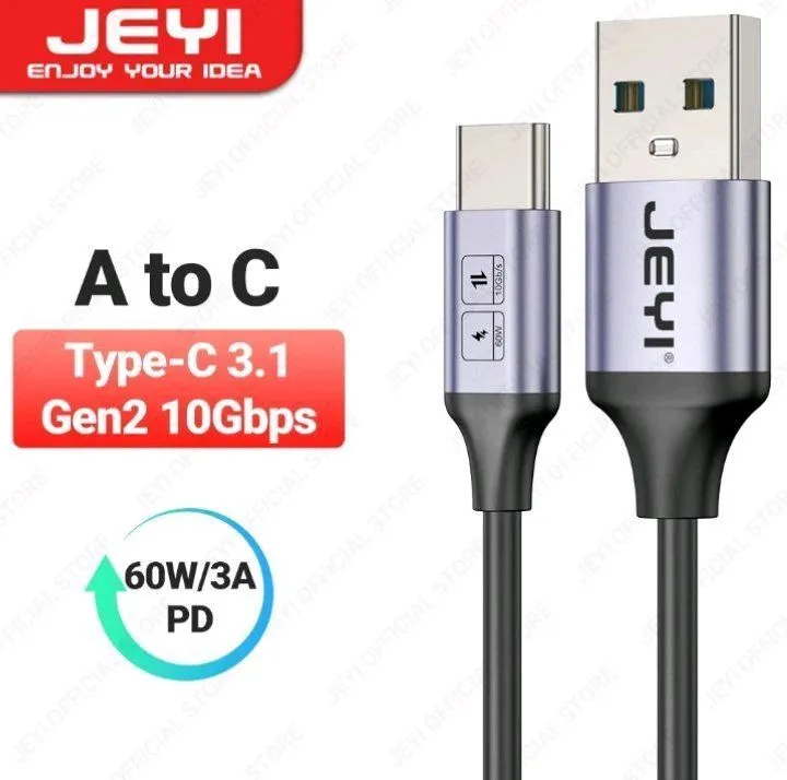 USB 3.1 Gen 2 kabeli, 10 Gbit, Type C, 60 w, JEYI USB 3.1 Gen 2 kabeli, 10 Gbit, Type C, 60 w, JEYI