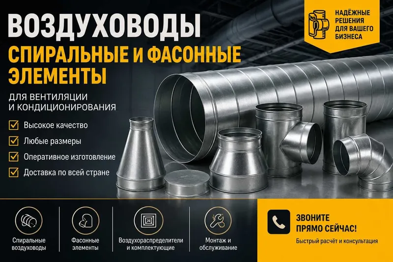 Воздуховоды и фасонина от производителя! Спиралька и прямые 1 Воздуховоды и фасонина от производителя! Спиралька и прямые 1