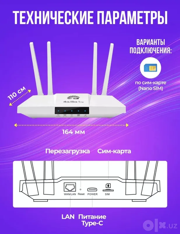 SIM-kartali, 4G Wi-Fi va akkumulyatorli router 6
