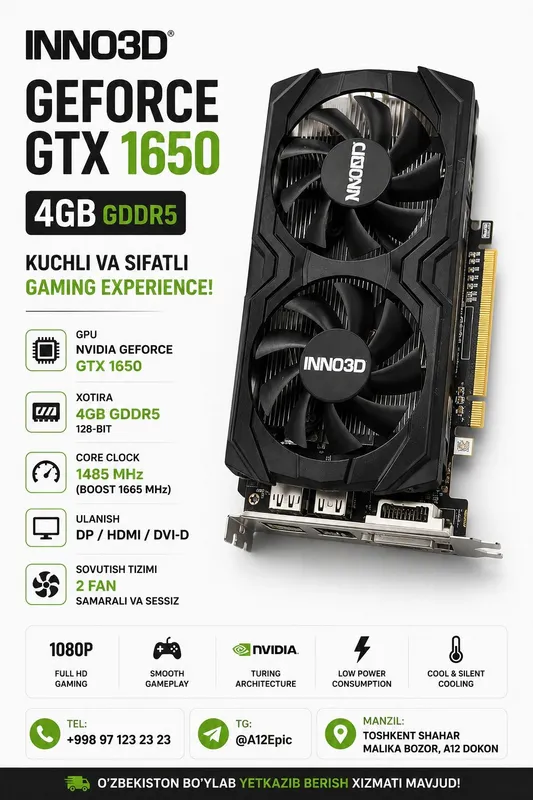 INNO3D GTX 1650 4GB — Sotuvda! 1