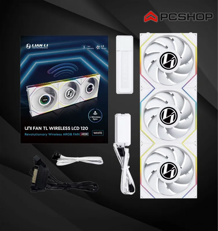 LIAN LI UNI FAN TL-120 Wireless FLEX LCD 3x Pack White