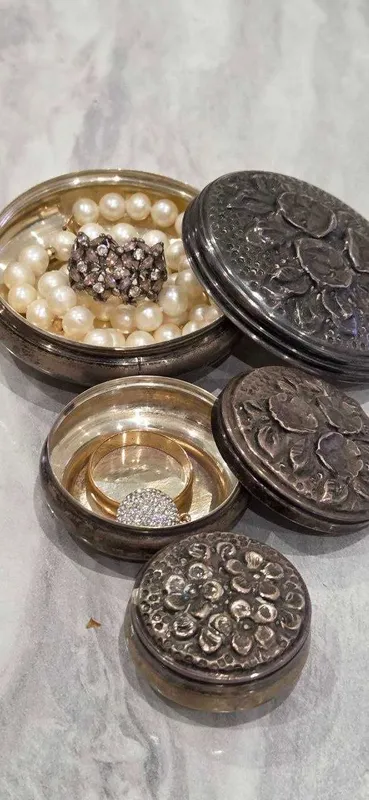 Винтажные серебряные шкатулки 900 пробы Красивый набор из 3 штук