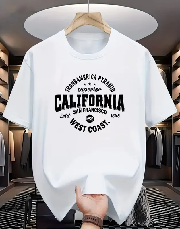 Белые футболки с надписью CALIFORNIA 1 Белые футболки с надписью CALIFORNIA 1