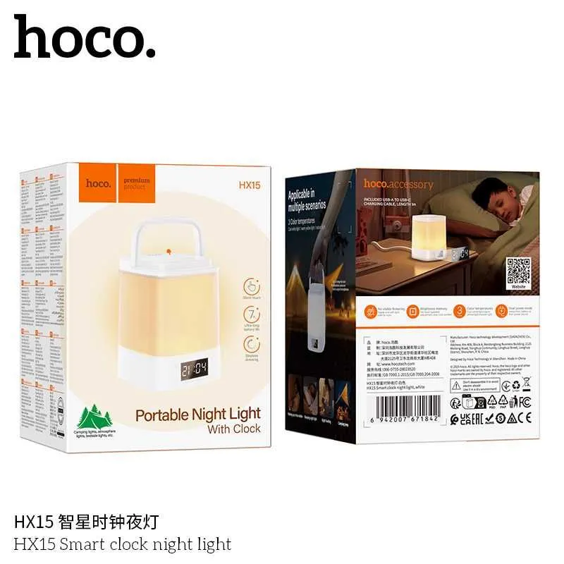 Hoco HX15 Smart Ночник с часами и регулировкой света — фото 7