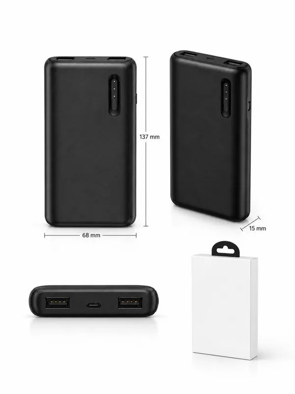 HOCO J15BA 10000mAh Power Bank, 2 USB, Чёрный 6