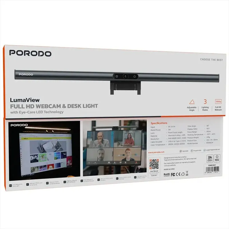 Porodo LumaView — веб-камера с подсветкой Full HD 4 Porodo LumaView — веб-камера с подсветкой Full HD 4
