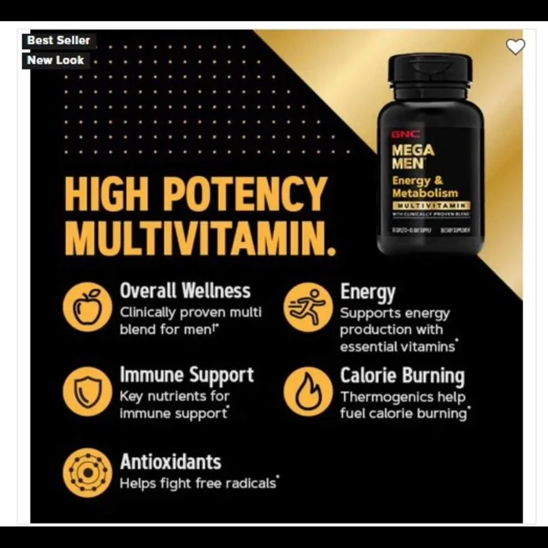 Мега Мен GNC Mega Men Energy and Metabolism Multivitamin 180 шт — фото 3