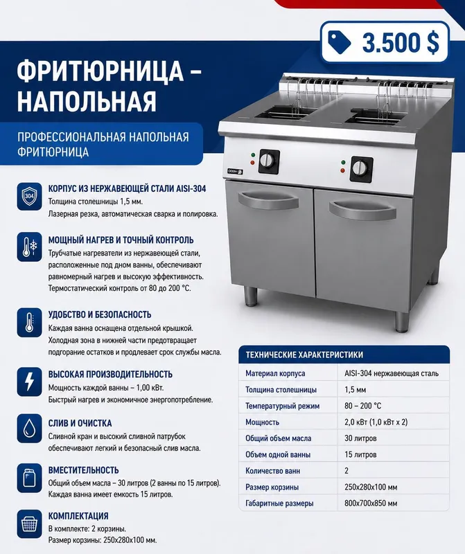 Профессиональная напольная фритюрница Профессиональная напольная фритюрница