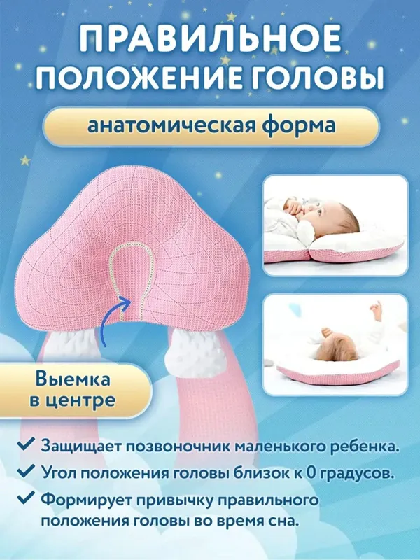 Подушка для новорожденных, позиционер для детей — фото 2 Подушка для новорожденных, позиционер для детей — фото 2