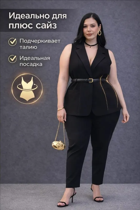 Жилетка классическая костюмная, большой размер 5 Жилетка классическая костюмная, большой размер 5