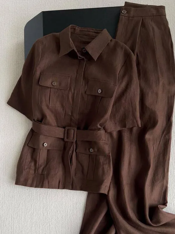 Ayollar uchun zig‘ir matodan ikki qismli kostyum. O‘lcham 3XL 1 Ayollar uchun zig‘ir matodan ikki qismli kostyum. O‘lcham 3XL 1