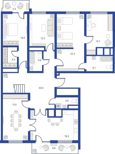 Пентхаус, 231 м², Мирзо Улугбек 2 Пентхаус, 231 м², Мирзо Улугбек 2