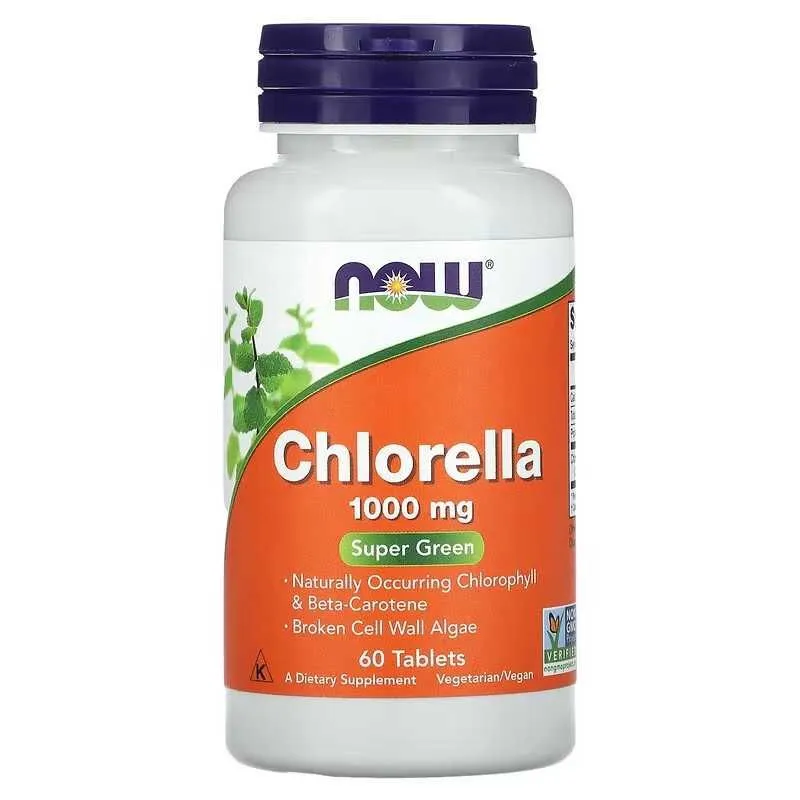 NOW Foods Chlorella Хлорелла 1000 мг, 60 таблеток — фото 1