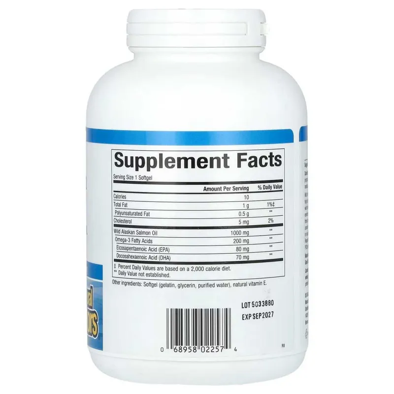 Омега-3 жир дикого аляскинского лосося, 1000 мг, 180 капсул. Omega-3 — фото 1