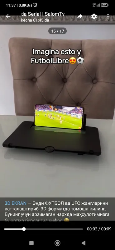 3D ekransifati alo darajada qizil rangli