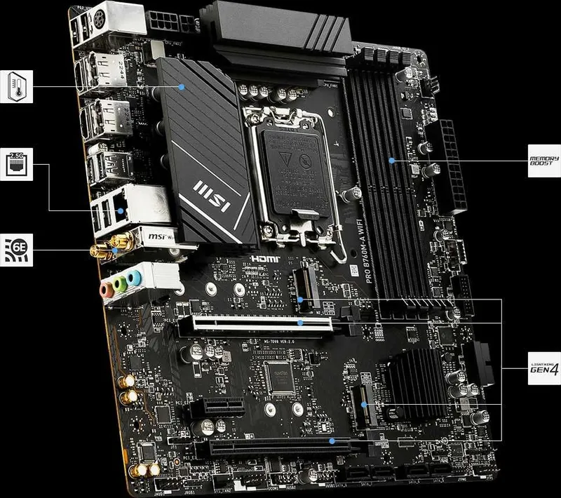 Материнская плата MSI PRO B760M-A (DDR5) Wi-Fi 6E (коробка есть) 1 Материнская плата MSI PRO B760M-A (DDR5) Wi-Fi 6E (коробка есть) 1