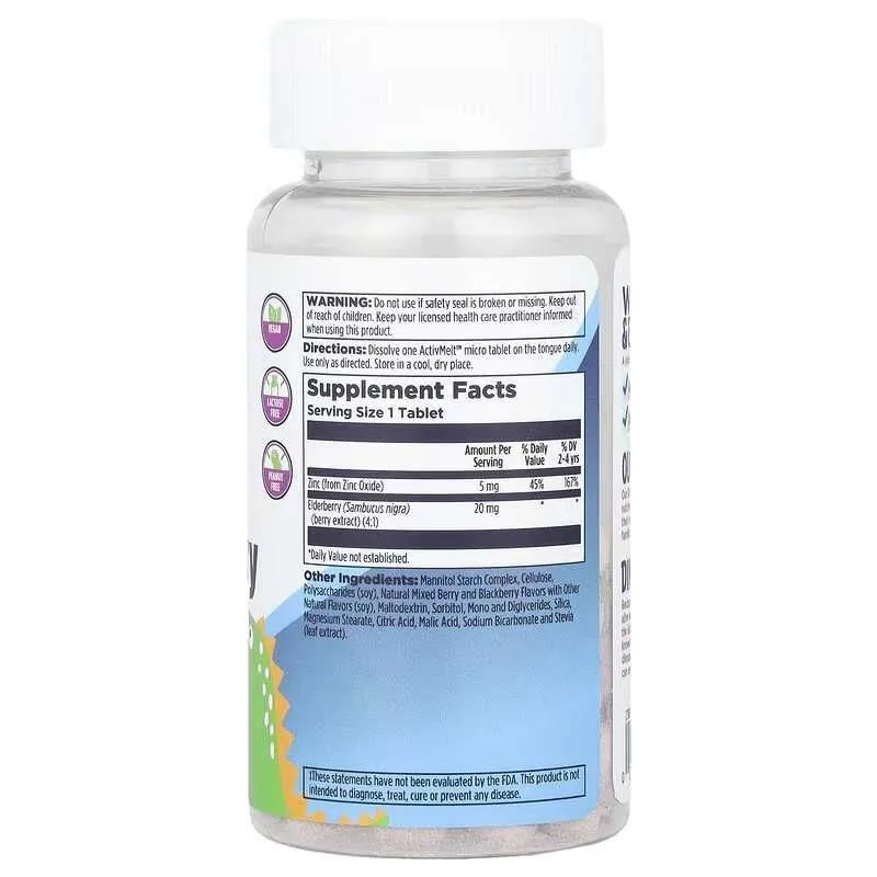 KAL Zinc Elderberry ActivMelt растворимые таблетки с цинком и бузиной — фото 2
