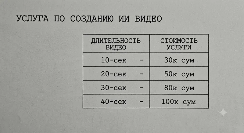 Услуга по созданию ИИ роликов 2 Услуга по созданию ИИ роликов 2