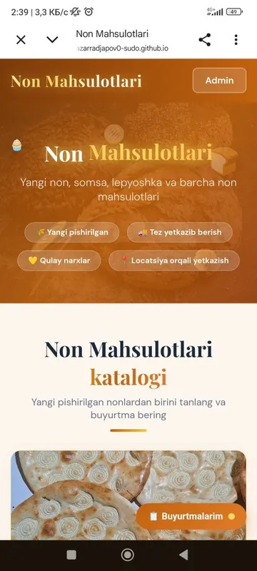 Dastafka bilan ishlaydiganlar uchun web sayt — фото 2