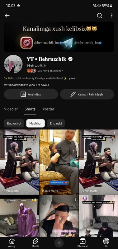 SROCHNO! 396K Verified (Galochkali) YouTube Kanal sotiladi 2 SROCHNO! 396K Verified (Galochkali) YouTube Kanal sotiladi 2