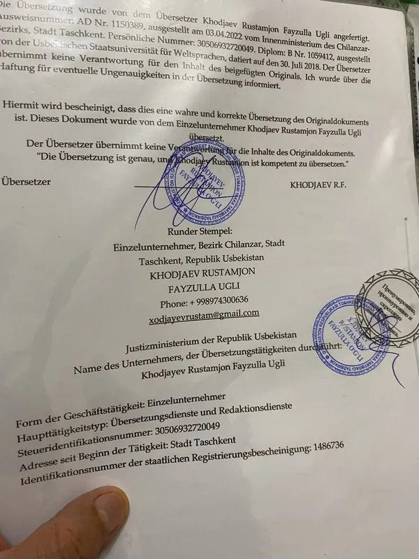 Notarial Tarjima hizmatlari tez fursatda — фото 1