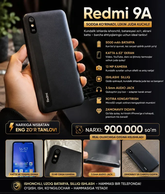 Redmi 9A — oddiy emas, qulay telefon — фото 1