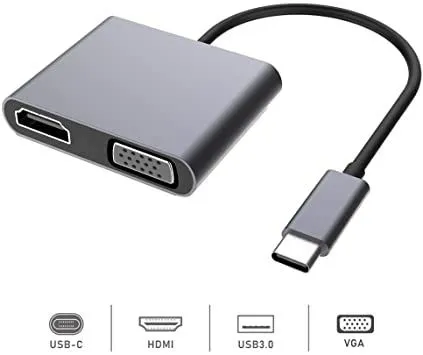 Type c > hdmi, vga , usb 3.0 , type c 4 port,macbook,переходник — фото 1