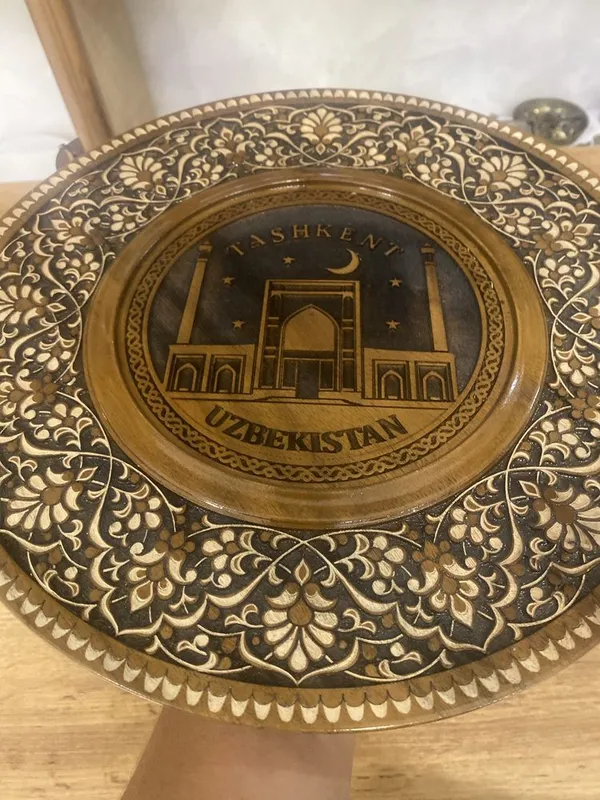 Wooden Decorative Plate With Carving D30 cm AO 5