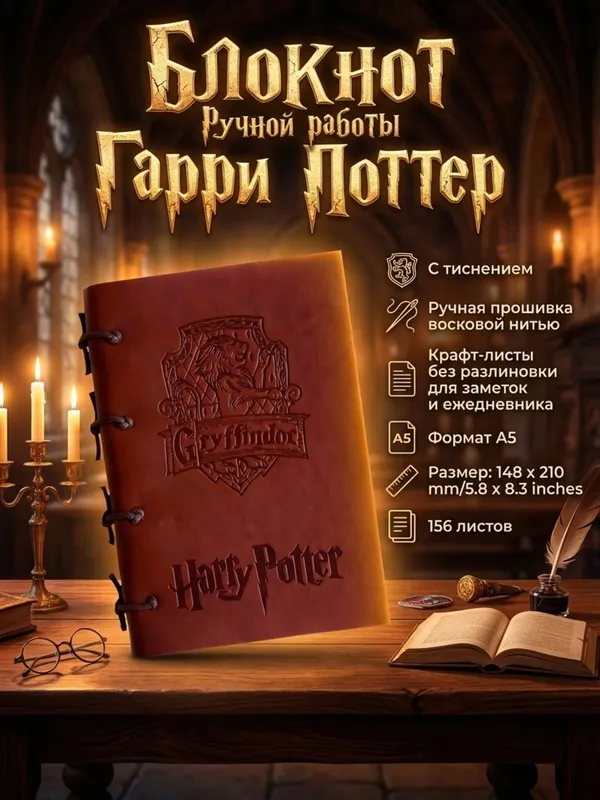 Блокнот ручной работы Гарри Поттер, Harry Potter. 1 Блокнот ручной работы Гарри Поттер, Harry Potter. 1