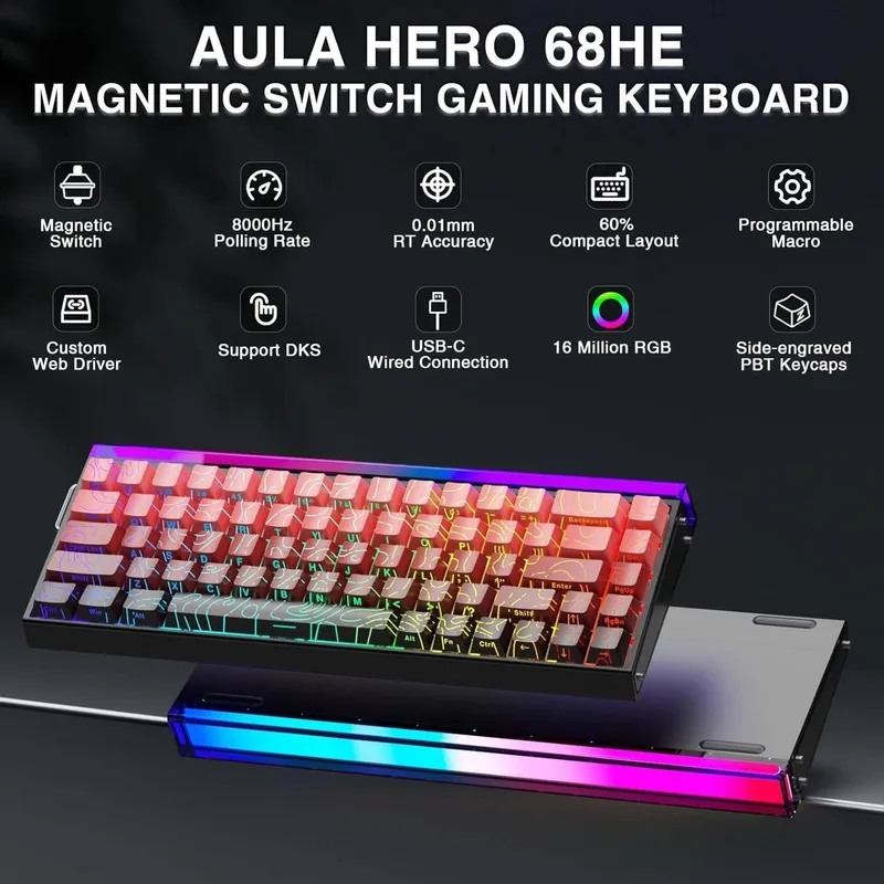 New Клавиатура AULA Hero 68 Magnetic switch