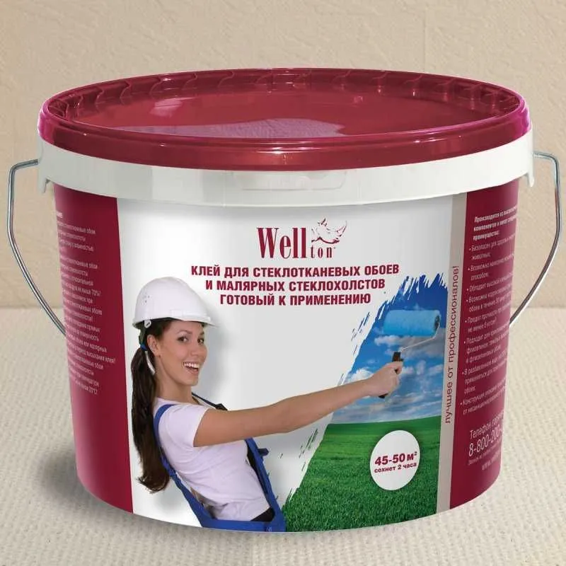 Готовый клей Wellton 10 кг для стеклохолста