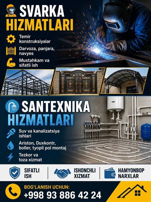 Svarka va Santexnik sifatli sizga maʼqul narxlarda