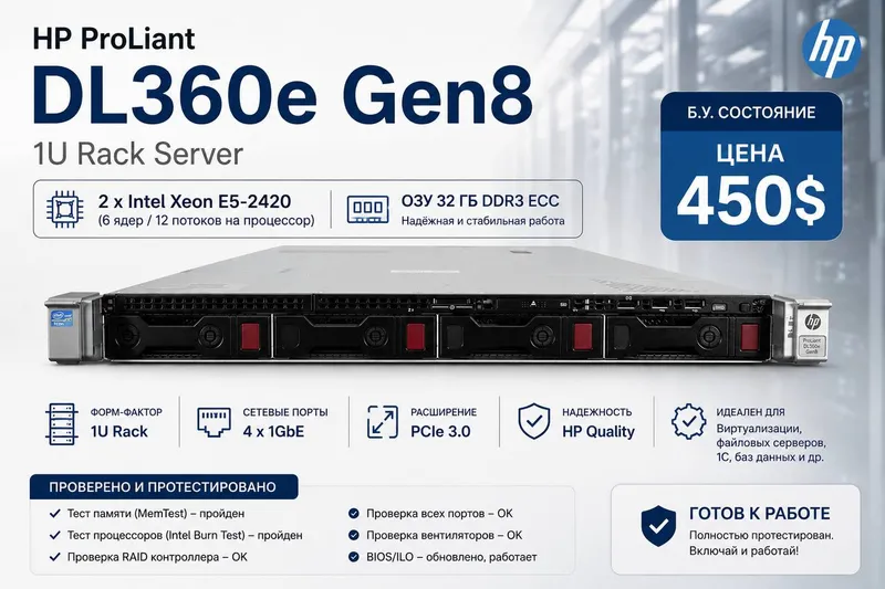 Сервер HP ProLiant DL360e Gen8