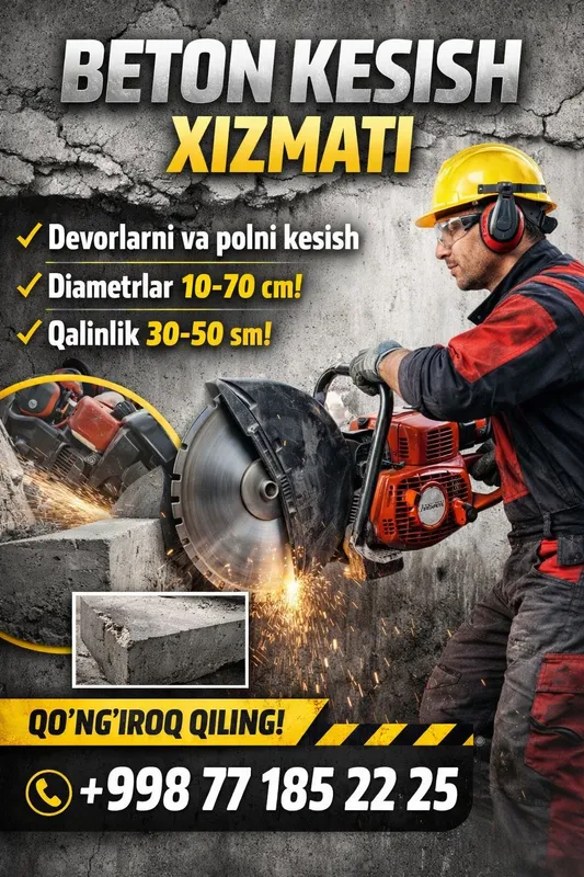 Beton kesamiz luk,shahta,eshik,fortichka ochamiz sifatle va hamyonbob