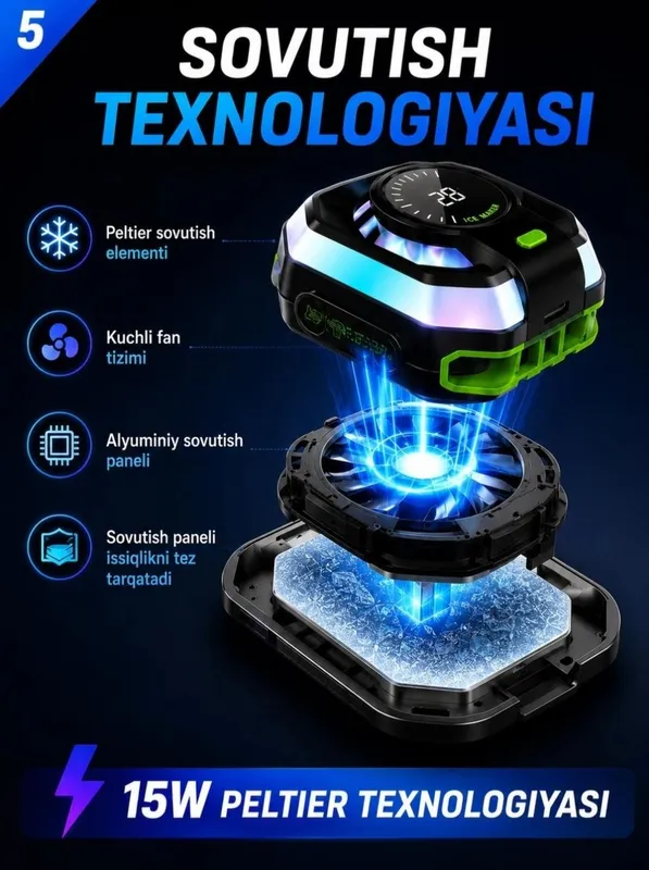 Hk 5 PRO — Smartfoningiz uchun kuchli sovutish 5 Hk 5 PRO — Smartfoningiz uchun kuchli sovutish 5