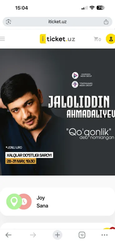 Konsertga bilet Jami 2ta, 400mingdan