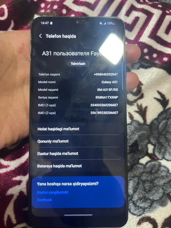 Продаётся Samsung Galaxy A31 1 Продаётся Samsung Galaxy A31 1