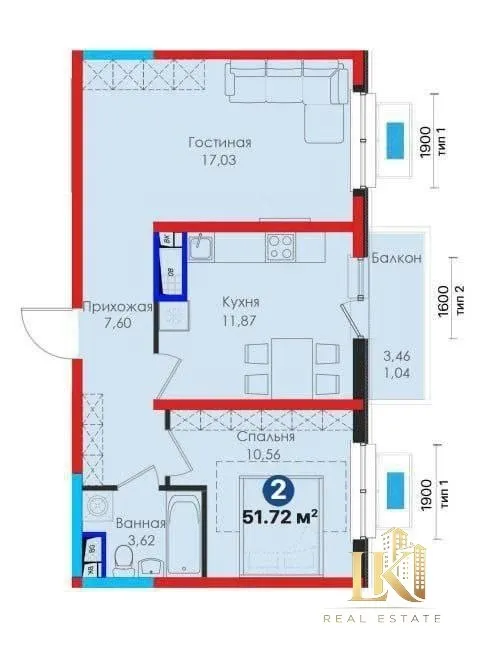 2-комнатная квартира в ЖК Greenwich 8 2-комнатная квартира в ЖК Greenwich 8