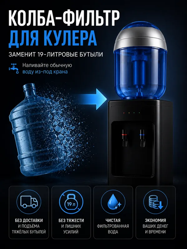 Колба-фильтр AVURA, для кулера, чистая вода 1 Колба-фильтр AVURA, для кулера, чистая вода 1