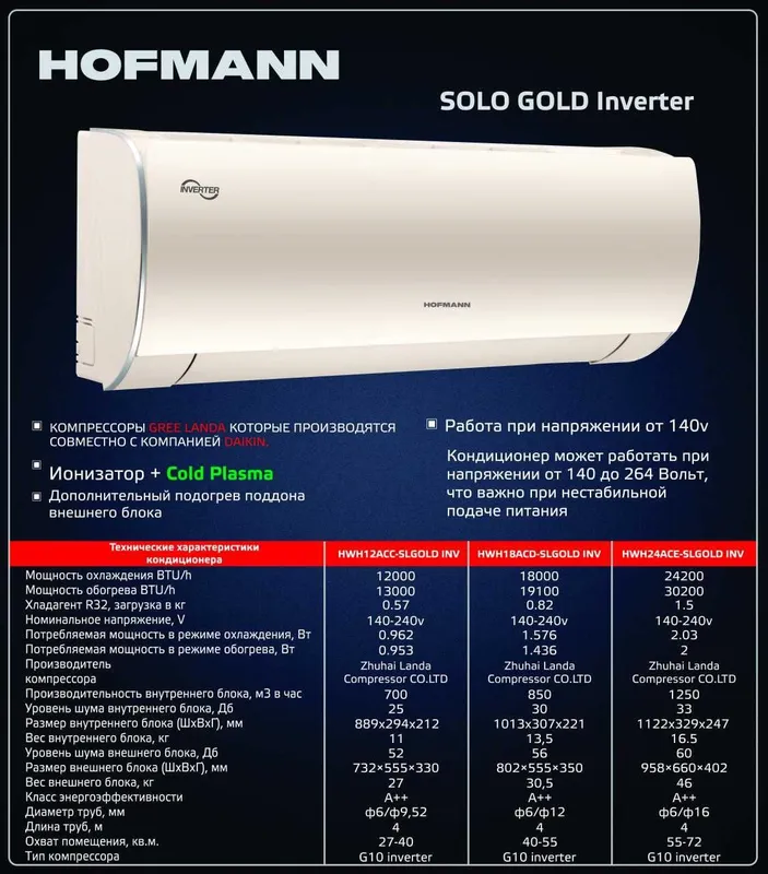 Konditsioner Кондиционер SOLO GOLD INVERTER HOFMANN 1