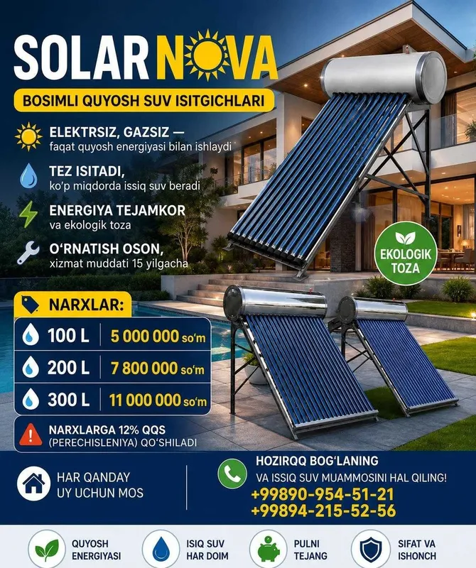 Bosimli Quyosh Suv Isitgichlari