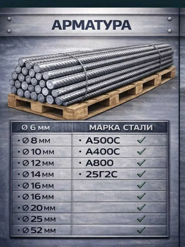 Арматура сертификатланган тугридан-тугри метал базадан юкланади