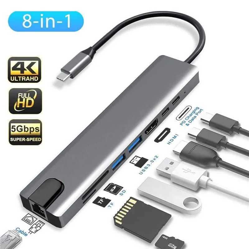 Type c > hdmi, vga , usb 3.0 , type c 4 port,macbook,переходник — фото 3