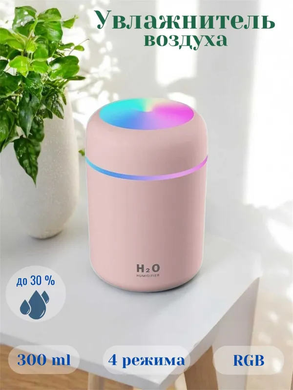 Увлажнитель воздуха H2O, компактный размер, RGB подсветка, бесшумный — фото 1 Увлажнитель воздуха H2O, компактный размер, RGB подсветка, бесшумный — фото 1