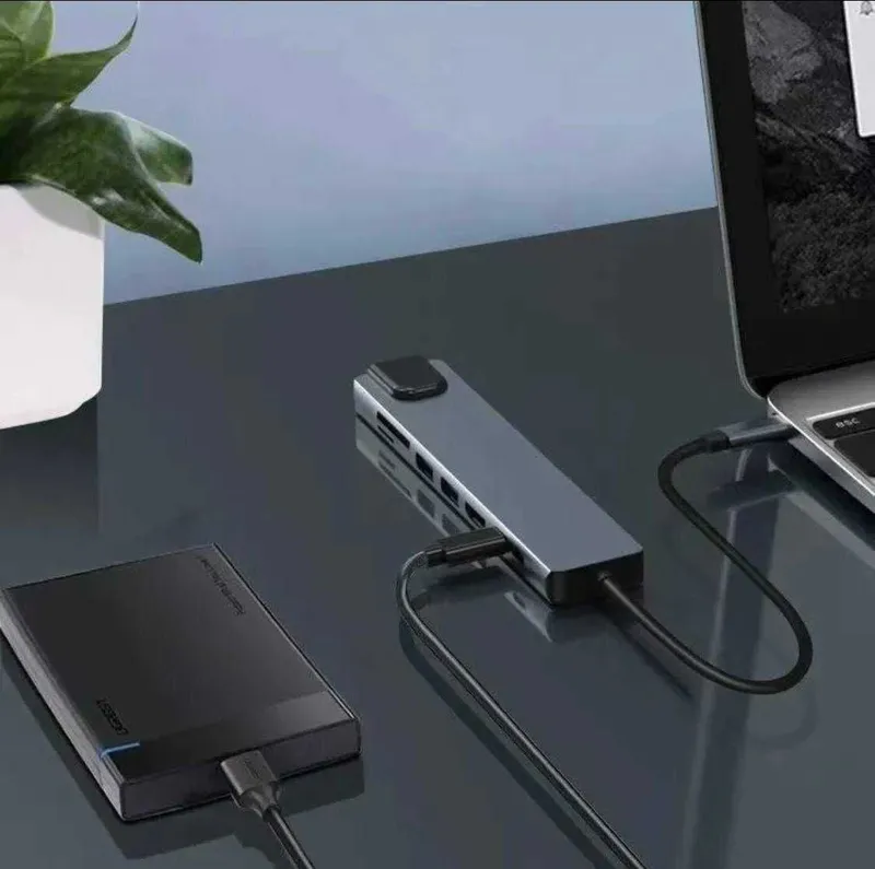USB HUB адаптер Type-C 8 в 1 порт-расширитель для MacBook и смартфона — фото 1