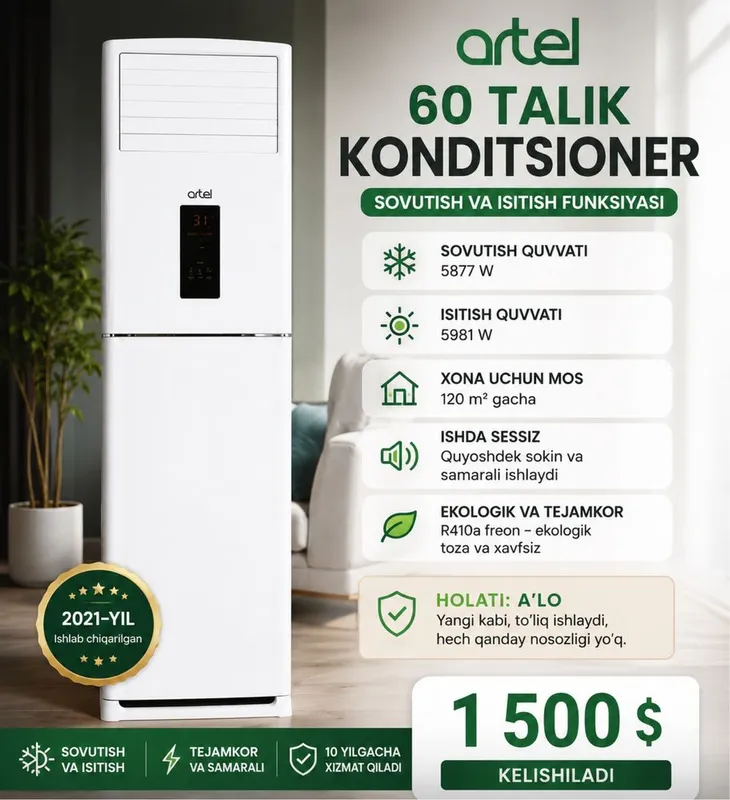 Artel 60 konditsioner holati a’lo Artel 60 konditsioner holati a’lo