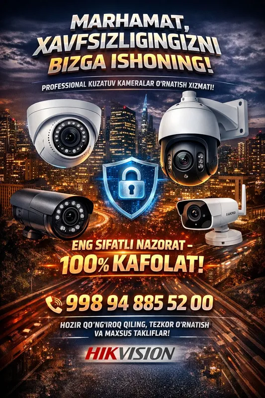 Kamera o'rnatish xizmati Kamera o'rnatish xizmati
